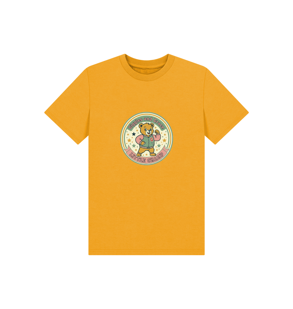 Mustard Printed Kids T-Shirt Front