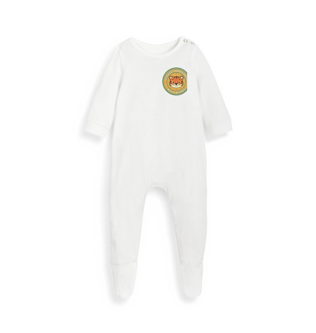 White Printed baby grow Front