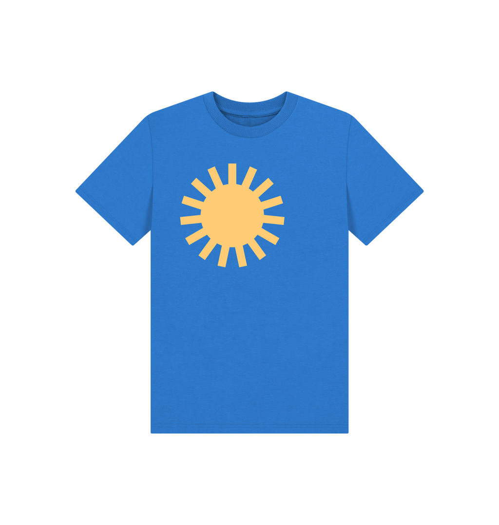 Bright Blue Printed Kids T-Shirt Front