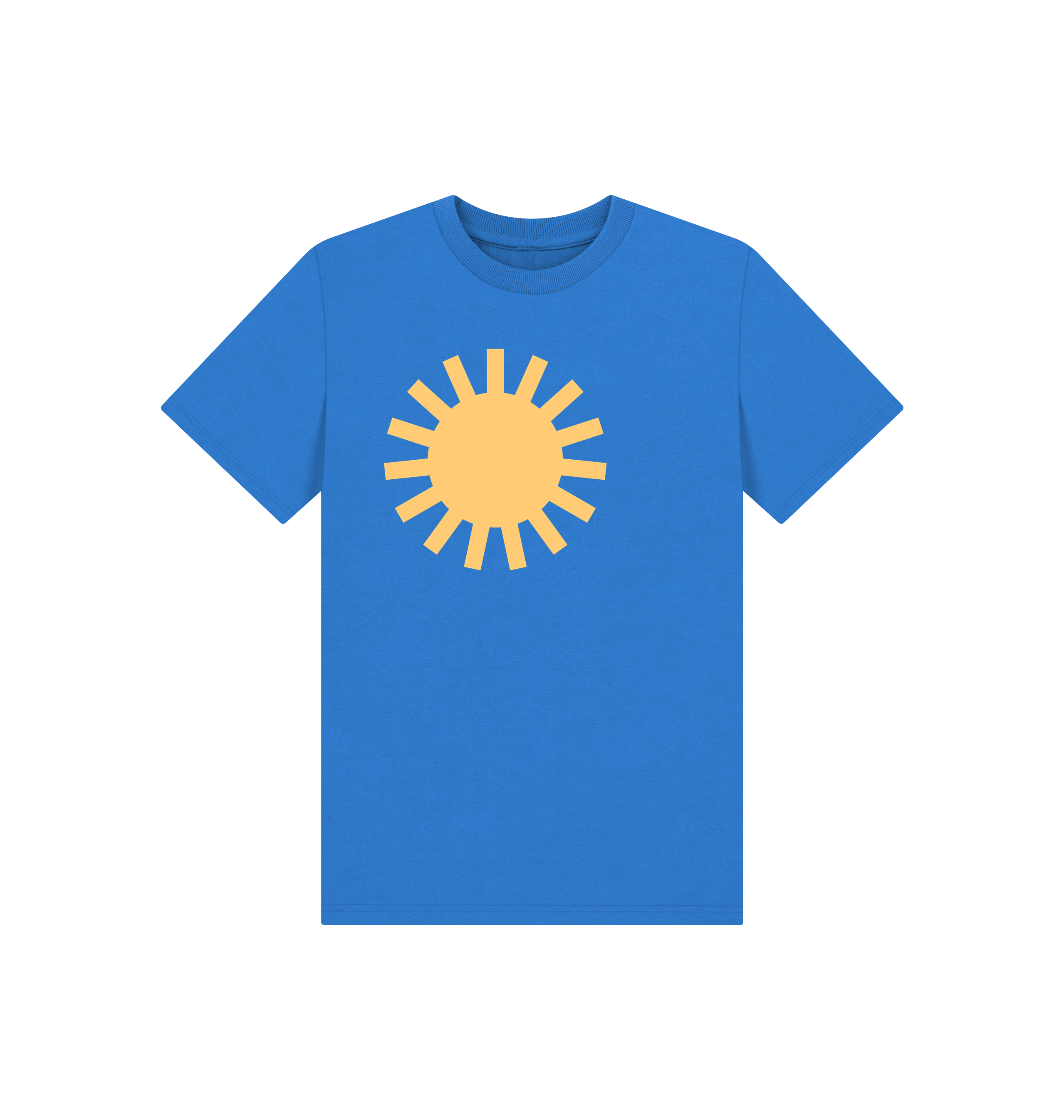 Bright Blue Printed Kids T-Shirt Front