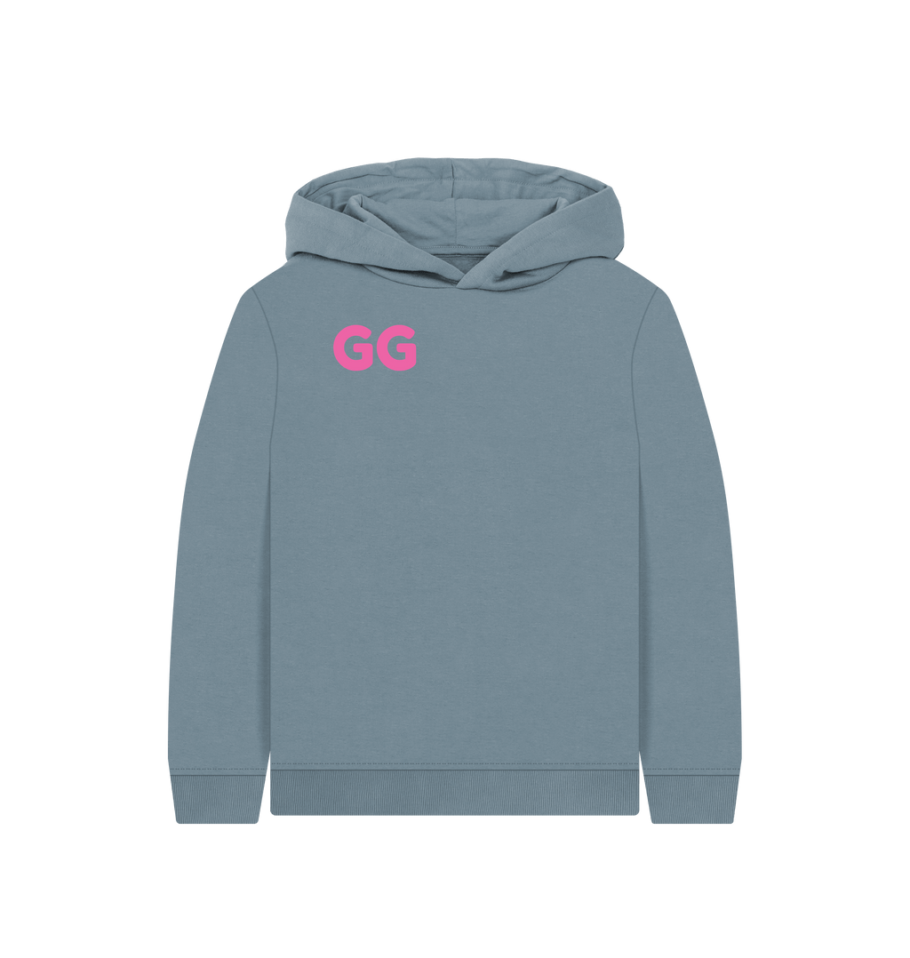 Stone Blue Printed Kids Hoodie Front