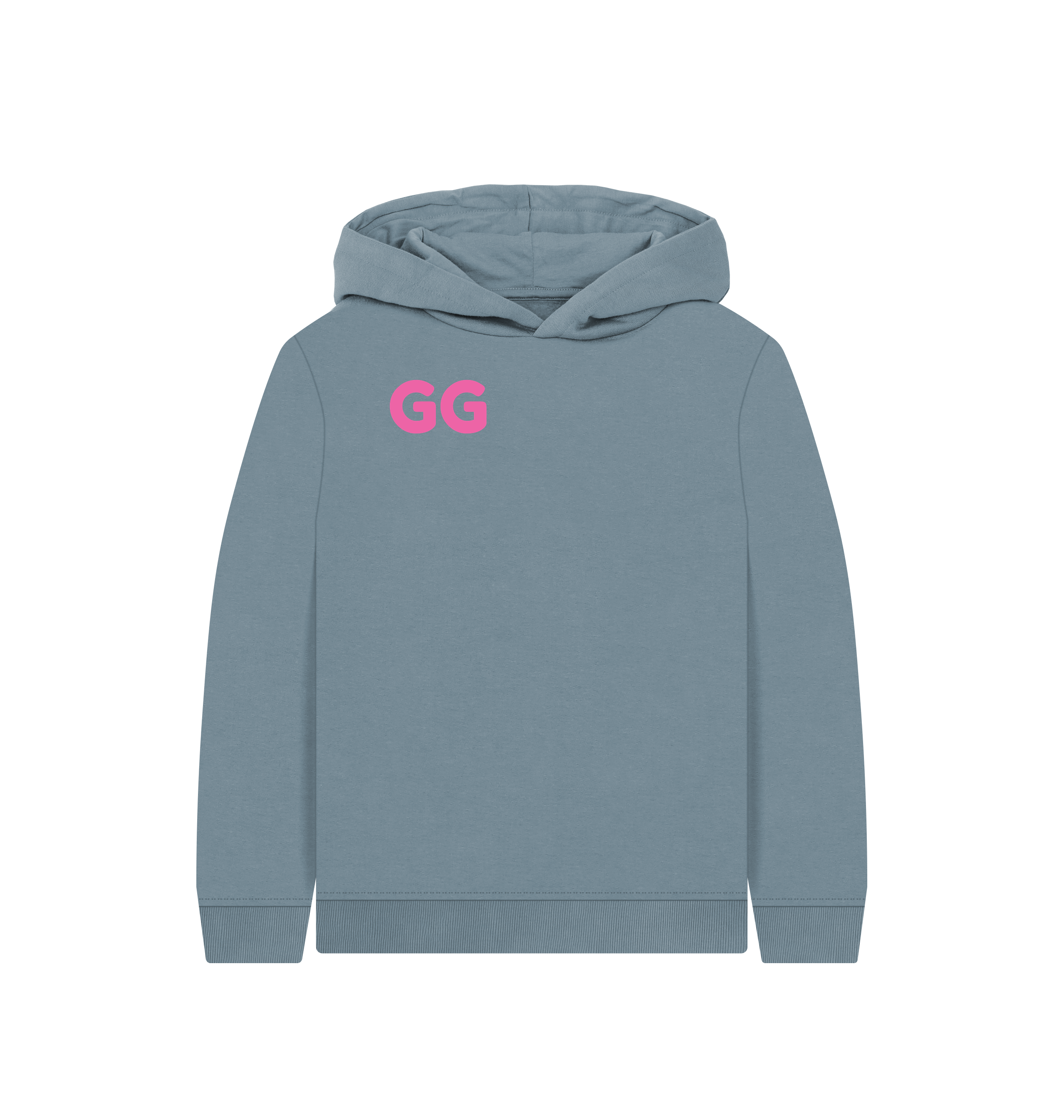 Stone Blue Printed Kids Hoodie Front