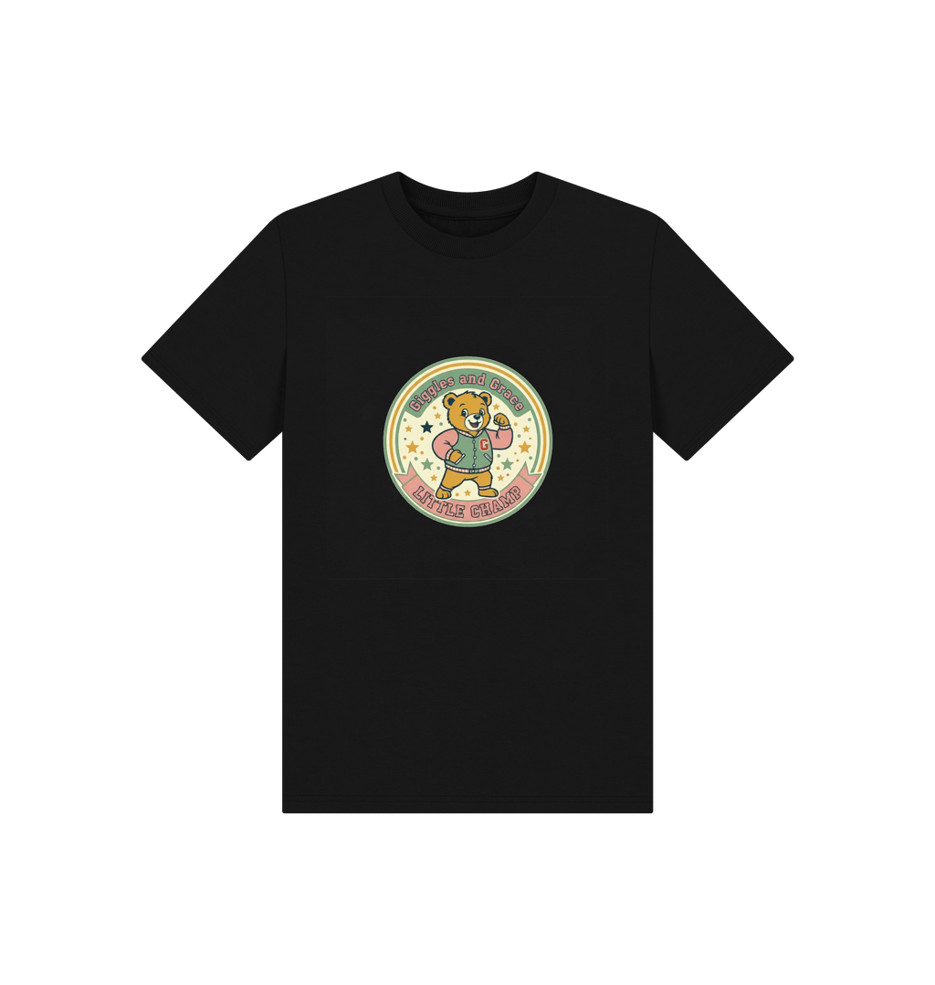 Black Printed Kids T-Shirt Front