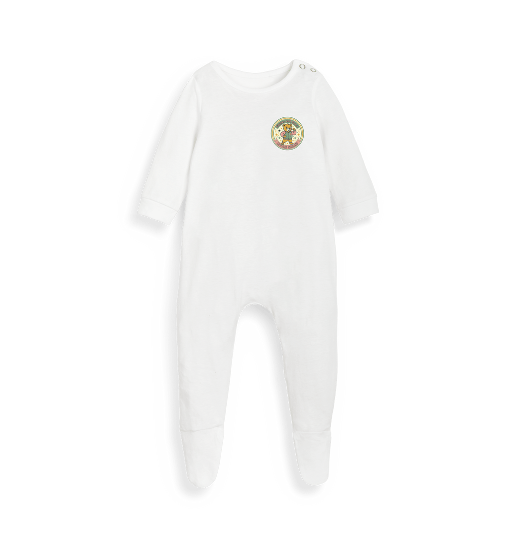 White Printed baby grow Front