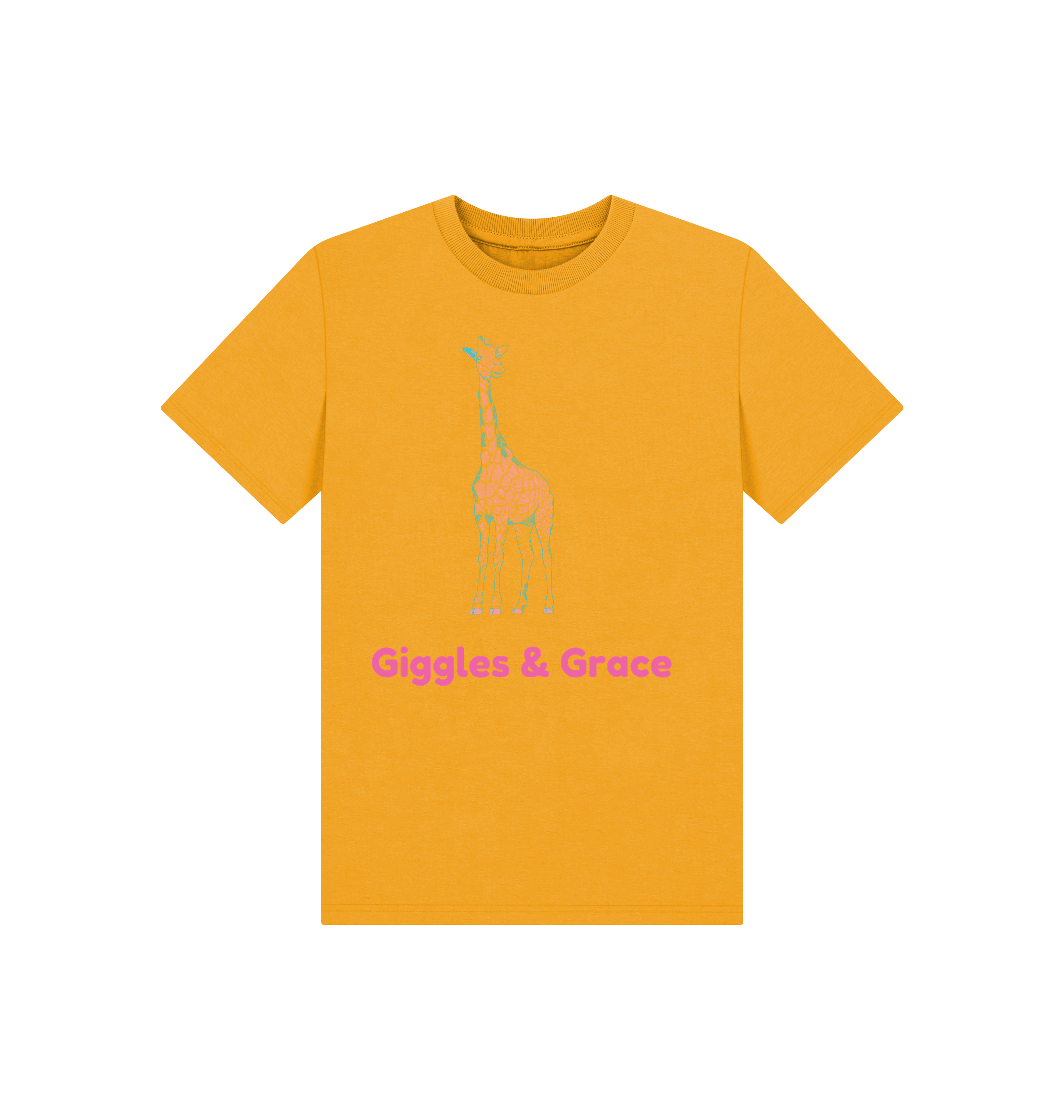 Mustard Printed Kids T-Shirt Front