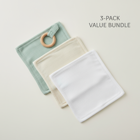 Baby Washcloths 3-Pack Bundle - Organic Cotton Value Pack