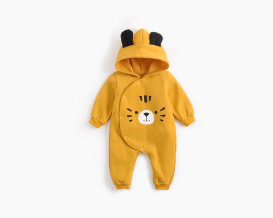 Baby Boy Longsleeve Romper With Hat - Yellow - Giggles and Grace