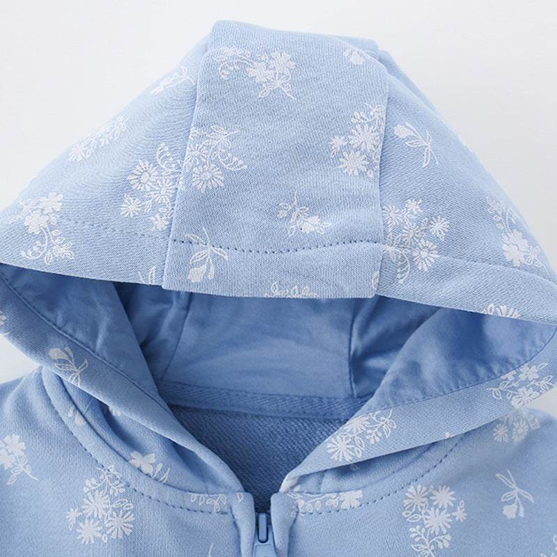 Girls’ Hooded Zip-up Coat - Blue - Giggles and Grace