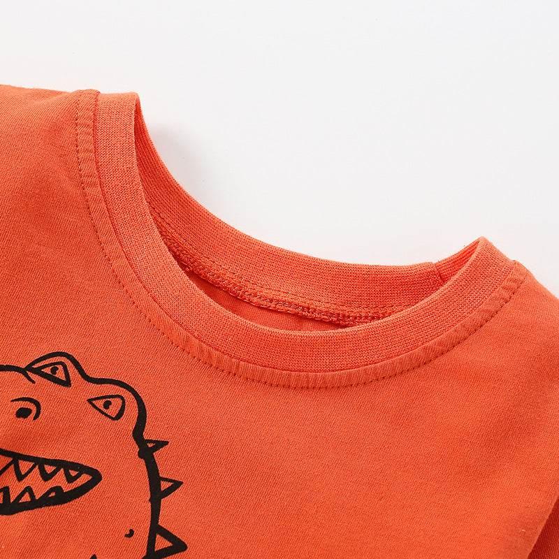 Boy Dinosaur Print Shirt - Orange - Giggles and Grace
