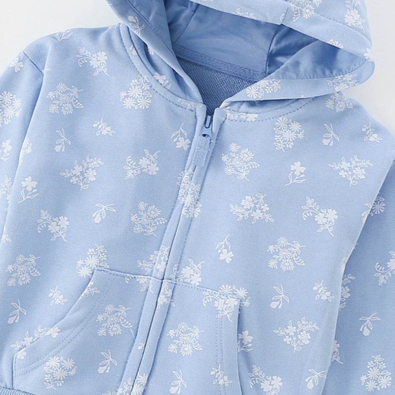 Girls’ Hooded Zip-up Coat - Blue - Giggles and Grace