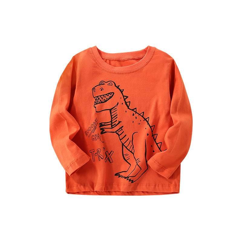Boy Dinosaur Print Shirt - Orange - Giggles and Grace
