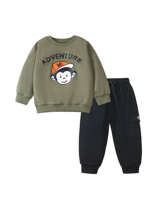 Boys Cartoon Clothing Set Green - Giggles and Grace