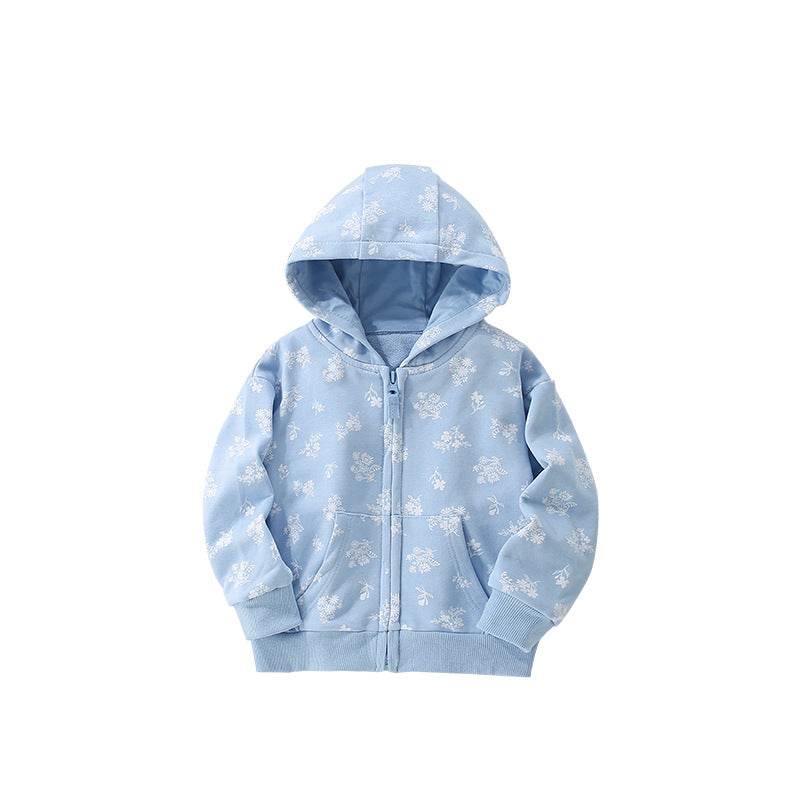 Girls’ Hooded Zip-up Coat - Blue - Giggles and Grace