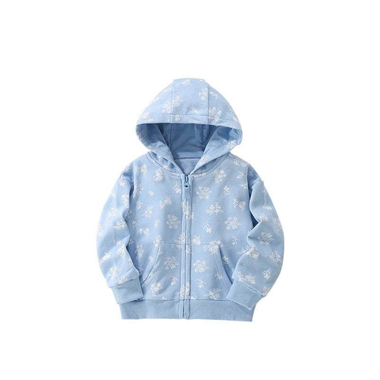 Girls’ Hooded Zip-up Coat - Blue - Giggles and Grace